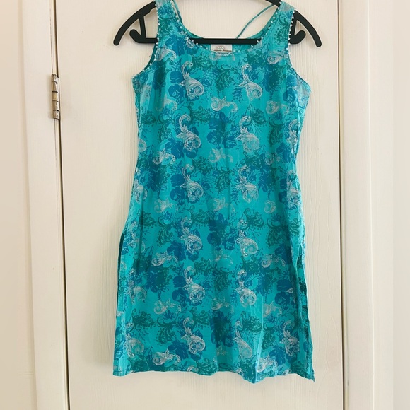 Vintage Dresses & Skirts - Vintage Indian block, print tunic cotton, BoHo festival, mini sundress s